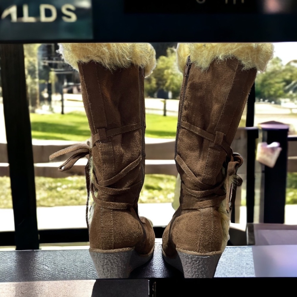 Fur Wedge Heel Boots
